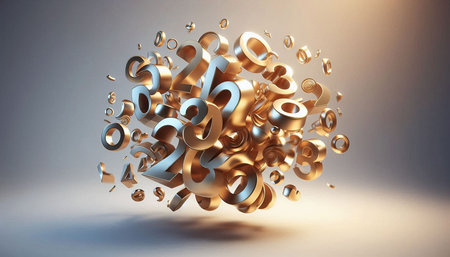 Abstract 3d rendering of chaotic numbers. Big data and information concept.の写真素材