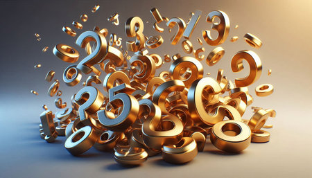 Falling numbers. Math study concept background. 3D rendering.