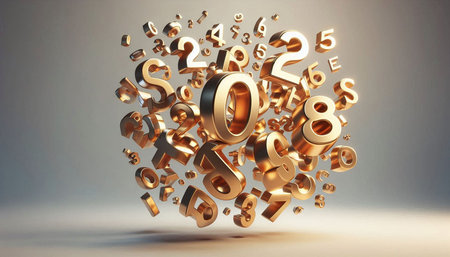 Infinite numbers on white background. 3d rendering toned image