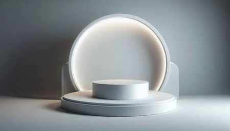 White round podium for product presentation. Mock up, 3D rendering