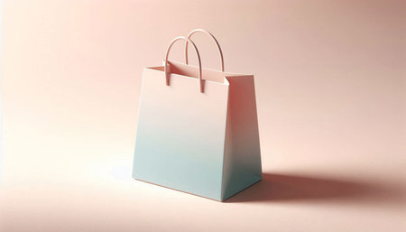 Blank paper shopping bag on pastel background. 3d renderingの写真素材