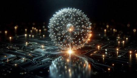 Cyber brain and circuit board. Artificial intelligence concept. 3D rendering