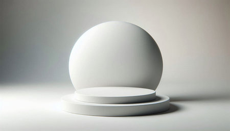 3d render of white podium for product presentation. Mock up.