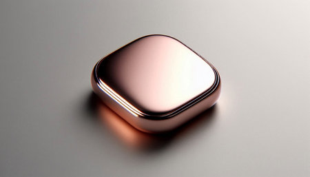 Bronze metal button on a gray background. 3d render illustrationの写真素材