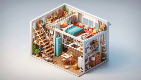 3d illustration of a children's room in isometric projection.の写真素材