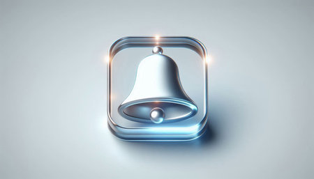Bell icon on a light background. 3d rendering, 3d illustration.