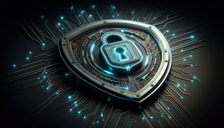 Cyber security concept with padlock on circuit board 3D rendering
