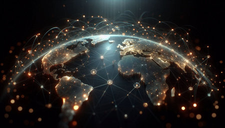 Global network connections over the world 3D rendering elements of this image furnished by NASA
