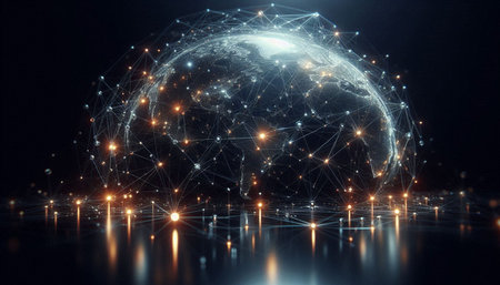 Global network connection and internet of things concept. 3D Rendering