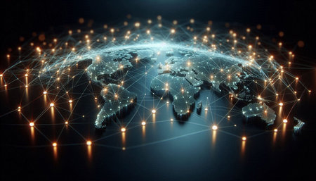 Global network connection over the world 3D rendering elements of this image furnished by NASA