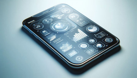 smart phone with digital business chart on the screen, business and technology concept