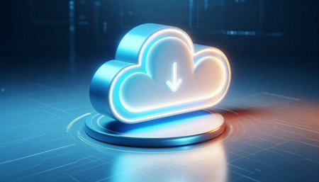 3d rendering of cloud computing icon over blue background. Cloud computing concept