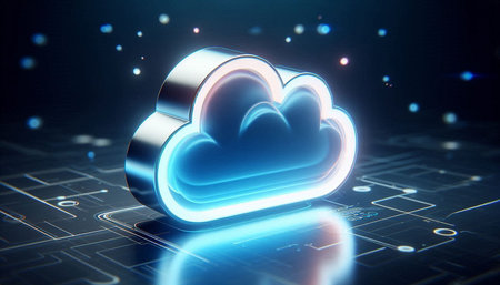 Cloud computing concept. 3D rendered Illustration on black background.