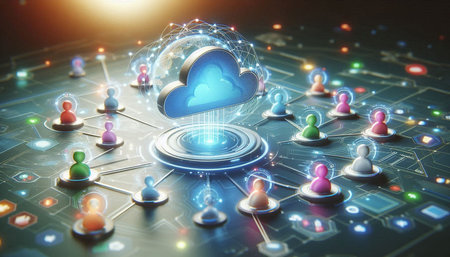 Cloud computing concept. 3D rendering elements of this image furnished by NASA