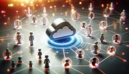 Cloud computing concept. 3d illustration. Network and cloud computing.