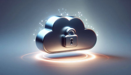 Cloud computing security concept. 3D rendering, 3D illustration.