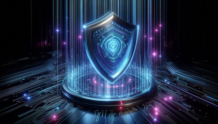 cyber security shield 3d illustration background new quality universal cool nice beautiful stock...