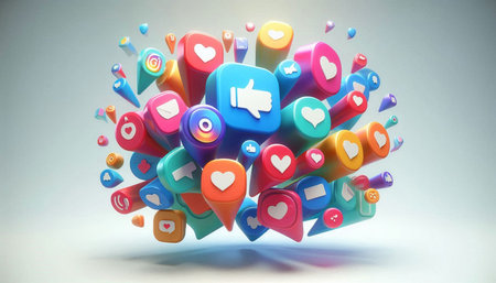 Social media and networking concept. 3d illustration. Social media icons