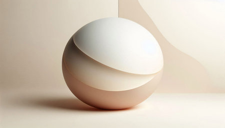 3d render of a white ball with a shadow on a white backgroundの写真素材