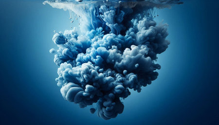 Blue ink in water as abstract background. 3D Rendering.の写真素材