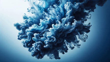 Blue ink in water. Ink swirling in water. Abstract background.