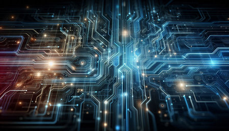 Circuit board background image with hi-tech connection concept. 3D Rendering