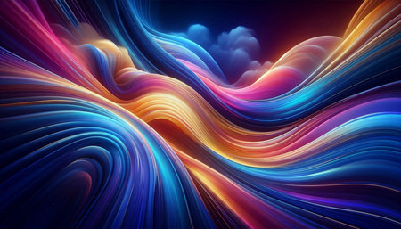 Abstract colorful background, futuristic wavy illustration, computer-generated image.