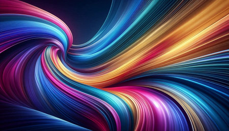 abstract colorful background with smooth lines, waves and bokehの写真素材