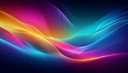 abstract background with smooth lines in blue, purple and yellow colors