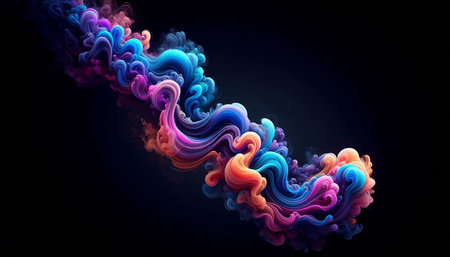 Colorful abstract smoke on black background. 3d rendering, 3d illustration.の写真素材