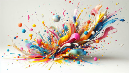 Colorful paint splashes isolated on white background. 3d rendering