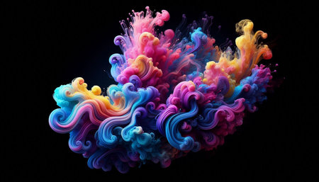 Colorful ink in water isolated on black background. Abstract background.
