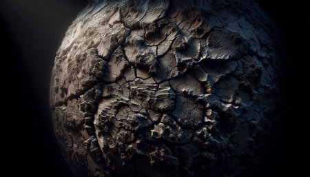 Close up of planet in deep space. 3D rendering. Toned.の写真素材