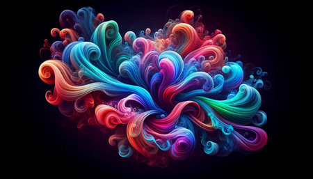 abstract colorful smoke on black background. 3d rendering, 3d illustration.