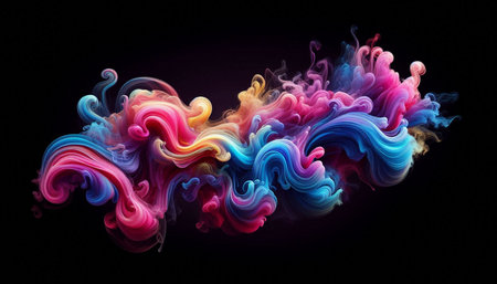 Colorful abstract smoke on a black background. 3d rendering, 3d illustration.の写真素材