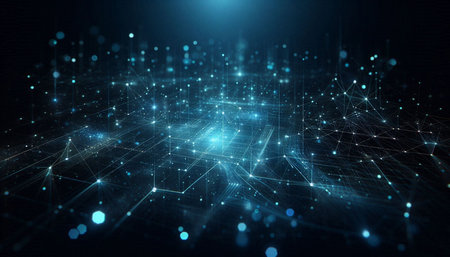 Futuristic technology background with connection lines and dots. 3d rendering