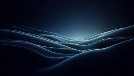 Abstract blue waves on a dark background. 3d rendering, 3d illustration.