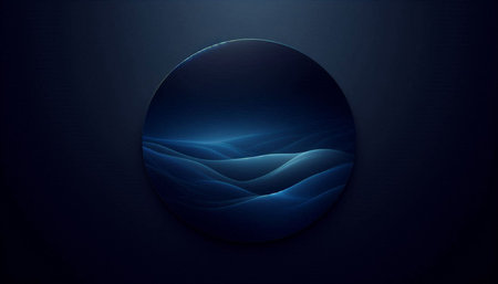 Abstract blue background with waves and circle. Vector illustration for your design
