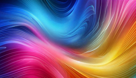 abstract background with smooth lines in pink, blue and yellow colors