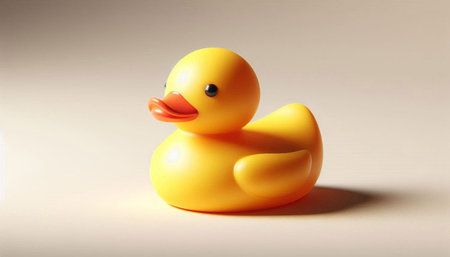 Rubber duck on a white background. Close-up. Studio photography.の写真素材