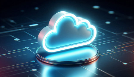 Cloud computing concept. 3D rendering. Futuristic technology background.