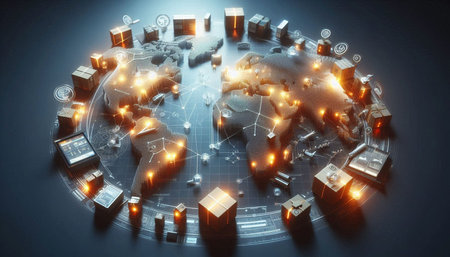 Global network and global business concept. 3d rendering toned image
