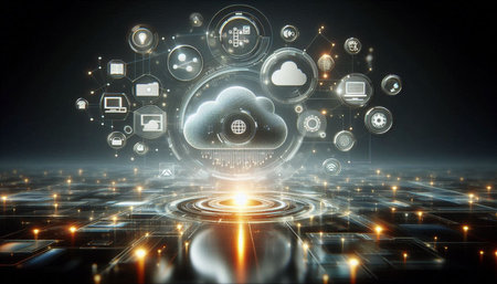 Cloud computing concept. 3D rendering elements of this image furnished by NASA