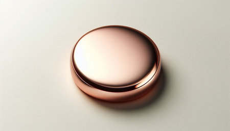 A 3D render of a copper button isolated on a white backgroundの写真素材