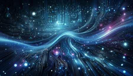 Circuit board futuristic technology background. 3d rendering - Illustration