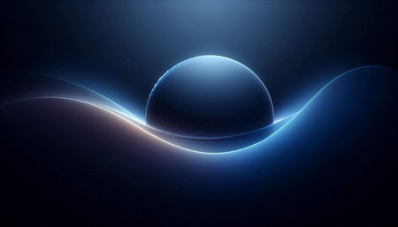 abstract blue background with smooth lines and waves, futuristic technology illustrationの写真素材