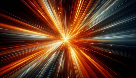 abstract of speed motion with lens flare effect on black background.