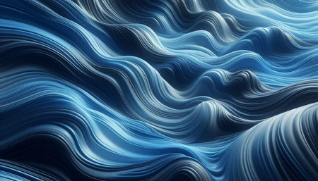 abstract blue background with smooth wavy lines, 3d rendering
