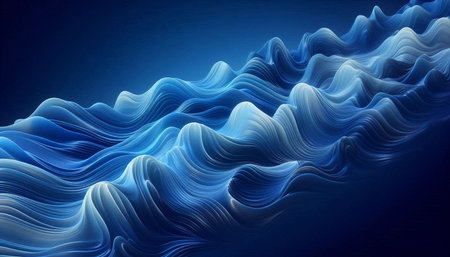 Abstract blue wavy background, 3d rendering. Computer digital drawing.