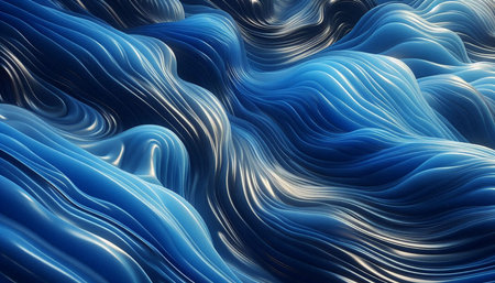 Abstract blue wavy background. Computer generated 3D photo rendering.